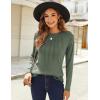 imageZeagoo Fall Tops for Women Long Sleeve Shirts Casual Cotton Blouses 2025 Dressy Pleated TunicsGreen