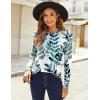 imageZeagoo Fall Tops for Women Long Sleeve Shirts Casual Cotton Blouses 2025 Dressy Pleated TunicsLeaf Print