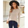 imageZeagoo Fall Tops for Women Long Sleeve Shirts Casual Cotton Blouses 2025 Dressy Pleated TunicsLight Khaki