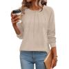imageZeagoo Fall Tops for Women Long Sleeve Shirts Casual Cotton Blouses 2025 Dressy Pleated TunicsLight Khaki
