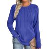 imageZeagoo Fall Tops for Women Long Sleeve Shirts Casual Cotton Blouses 2025 Dressy Pleated TunicsLight Royal Blue