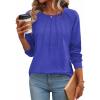 imageZeagoo Fall Tops for Women Long Sleeve Shirts Casual Cotton Blouses 2025 Dressy Pleated TunicsLight Royal Blue