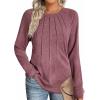 imageZeagoo Fall Tops for Women Long Sleeve Shirts Casual Cotton Blouses 2025 Dressy Pleated TunicsMauve