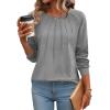 imageZeagoo Fall Tops for Women Long Sleeve Shirts Casual Cotton Blouses 2025 Dressy Pleated TunicsMidgrey