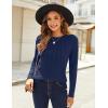 imageZeagoo Fall Tops for Women Long Sleeve Shirts Casual Cotton Blouses 2025 Dressy Pleated TunicsNavy