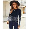 imageZeagoo Fall Tops for Women Long Sleeve Shirts Casual Cotton Blouses 2025 Dressy Pleated TunicsNavy Print