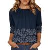 imageZeagoo Fall Tops for Women Long Sleeve Shirts Casual Cotton Blouses 2025 Dressy Pleated TunicsNavy Print