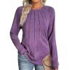 imageZeagoo Fall Tops for Women Long Sleeve Shirts Casual Cotton Blouses 2025 Dressy Pleated TunicsPurple