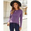 imageZeagoo Fall Tops for Women Long Sleeve Shirts Casual Cotton Blouses 2025 Dressy Pleated TunicsPurple