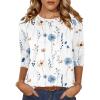 imageZeagoo Fall Tops for Women Long Sleeve Shirts Casual Cotton Blouses 2025 Dressy Pleated TunicsWhite Floral