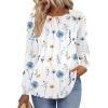 imageZeagoo Fall Tops for Women Long Sleeve Shirts Casual Cotton Blouses 2025 Dressy Pleated TunicsWhite Floral