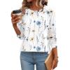 imageZeagoo Fall Tops for Women Long Sleeve Shirts Casual Cotton Blouses 2025 Dressy Pleated TunicsWhite Floral