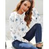 imageZeagoo Fall Tops for Women Long Sleeve Shirts Casual Cotton Blouses 2025 Dressy Pleated TunicsWhite Floral