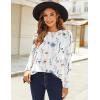 imageZeagoo Fall Tops for Women Long Sleeve Shirts Casual Cotton Blouses 2025 Dressy Pleated TunicsWhite Floral