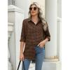 imageZeagoo Long Sleeve Plaid Shirt for Women Button Down Shirts Buffalo Shackets Business Casual BlousesBrown