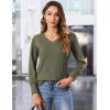 imageZeagoo Long Sleeve Shirts for Women V Neck Casual Sweaters Basic Knit 2025 Fall Fashion Pullover TopsArmy Green
