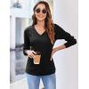 imageZeagoo Long Sleeve Shirts for Women V Neck Casual Sweaters Basic Knit 2025 Fall Fashion Pullover TopsBlack