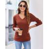 imageZeagoo Long Sleeve Shirts for Women V Neck Casual Sweaters Basic Knit 2025 Fall Fashion Pullover TopsCaramel