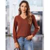 imageZeagoo Long Sleeve Shirts for Women V Neck Casual Sweaters Basic Knit 2025 Fall Fashion Pullover TopsCaramel