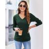 imageZeagoo Long Sleeve Shirts for Women V Neck Casual Sweaters Basic Knit 2025 Fall Fashion Pullover TopsDark Green