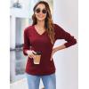 imageZeagoo Long Sleeve Shirts for Women V Neck Casual Sweaters Basic Knit 2025 Fall Fashion Pullover TopsDark Red