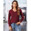 imageZeagoo Long Sleeve Shirts for Women V Neck Casual Sweaters Basic Knit 2025 Fall Fashion Pullover TopsDark Red