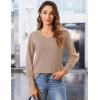 imageZeagoo Long Sleeve Shirts for Women V Neck Casual Sweaters Basic Knit 2025 Fall Fashion Pullover TopsKhaki