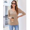 imageZeagoo Long Sleeve Shirts for Women V Neck Casual Sweaters Basic Knit 2025 Fall Fashion Pullover TopsKhaki