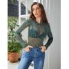 imageZeagoo Mesh Top Women Long Sleeve Shirts See Through Party Layering Mock Neck 2024 Fall Sheer UndershirtGreen Shiny Stars