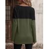 imageZeagoo Women Waffle Knit Shirts Long Sleeve Colorblock Tee Button Detail TunicsArmy Geeen
