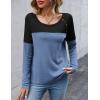 imageZeagoo Women Waffle Knit Shirts Long Sleeve Colorblock Tee Button Detail TunicsBlackblue