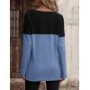 imageZeagoo Women Waffle Knit Shirts Long Sleeve Colorblock Tee Button Detail TunicsBlackblue