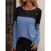imageZeagoo Women Waffle Knit Shirts Long Sleeve Colorblock Tee Button Detail TunicsBlackblue