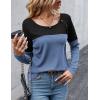 imageZeagoo Women Waffle Knit Shirts Long Sleeve Colorblock Tee Button Detail TunicsBlackblue