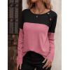 imageZeagoo Women Waffle Knit Shirts Long Sleeve Colorblock Tee Button Detail TunicsBlackmauve
