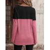 imageZeagoo Women Waffle Knit Shirts Long Sleeve Colorblock Tee Button Detail TunicsBlackmauve