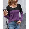 imageZeagoo Women Waffle Knit Shirts Long Sleeve Colorblock Tee Button Detail TunicsBlackpurple