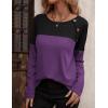 imageZeagoo Women Waffle Knit Shirts Long Sleeve Colorblock Tee Button Detail TunicsBlackpurple