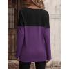 imageZeagoo Women Waffle Knit Shirts Long Sleeve Colorblock Tee Button Detail TunicsBlackpurple