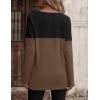imageZeagoo Women Waffle Knit Shirts Long Sleeve Colorblock Tee Button Detail TunicsBrown
