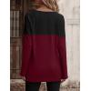 imageZeagoo Women Waffle Knit Shirts Long Sleeve Colorblock Tee Button Detail TunicsBurgundy