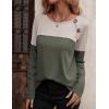 imageZeagoo Women Waffle Knit Shirts Long Sleeve Colorblock Tee Button Detail TunicsGreyarmy Green