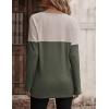 imageZeagoo Women Waffle Knit Shirts Long Sleeve Colorblock Tee Button Detail TunicsGreyarmy Green