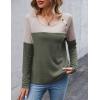 imageZeagoo Women Waffle Knit Shirts Long Sleeve Colorblock Tee Button Detail TunicsGreyarmy Green