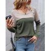 imageZeagoo Women Waffle Knit Shirts Long Sleeve Colorblock Tee Button Detail TunicsGreyarmy Green