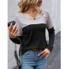 imageZeagoo Women Waffle Knit Shirts Long Sleeve Colorblock Tee Button Detail TunicsLight Grey Black