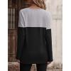 imageZeagoo Women Waffle Knit Shirts Long Sleeve Colorblock Tee Button Detail TunicsLight Grey Black