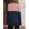 imageZeagoo Women Waffle Knit Shirts Long Sleeve Colorblock Tee Button Detail TunicsPinknavy