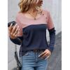 imageZeagoo Women Waffle Knit Shirts Long Sleeve Colorblock Tee Button Detail TunicsPinknavy