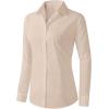 imageZeagoo Womens Button Down Shirts Long Sleeve V Neck Tops Wrinkle Free Collared Work Office Solid Blouses Corset TopsBeige
